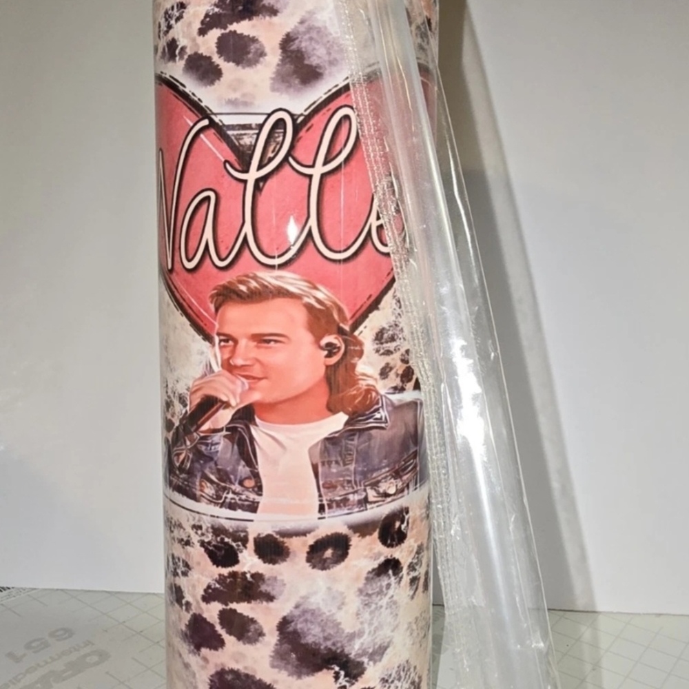 Morgan Wallen Leopard Print Tumbler with Heart Design 20oz